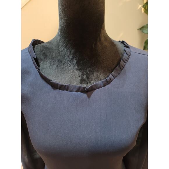 LOFT Outlet Blouse Women’s Size XXL Blue 100% Polyester Long Sleeve Top - Picture 3 of 10